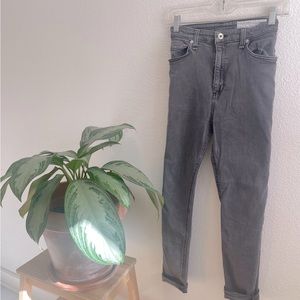 Rag & Bone high-waisted skinny ankle jeans in grey.